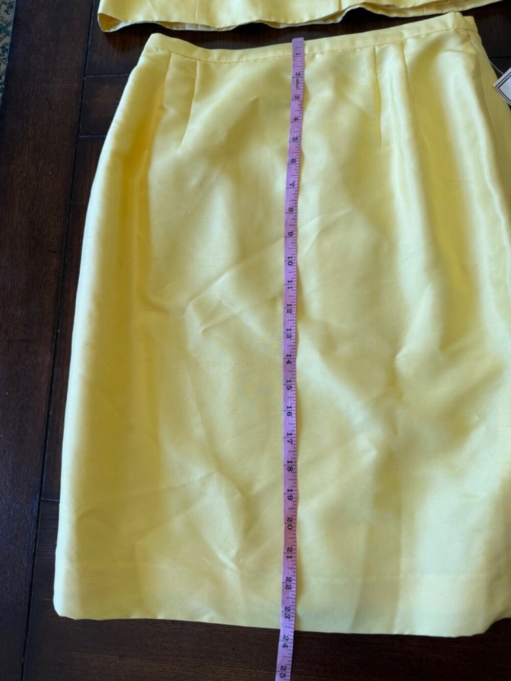 Vintage Travis Ayers Silk Yellow Blazer and Knee Length Pencil Skirt Suit Set 8 - Picture 14 of 15